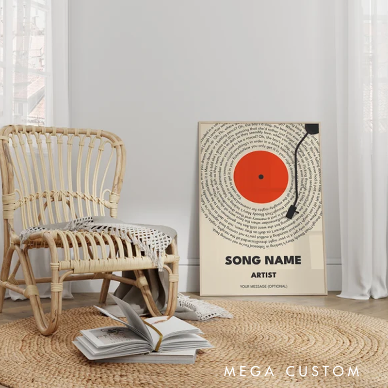 Personalized Song Lyrics Vinyl Record Print Without Frame Custom Music Gift
