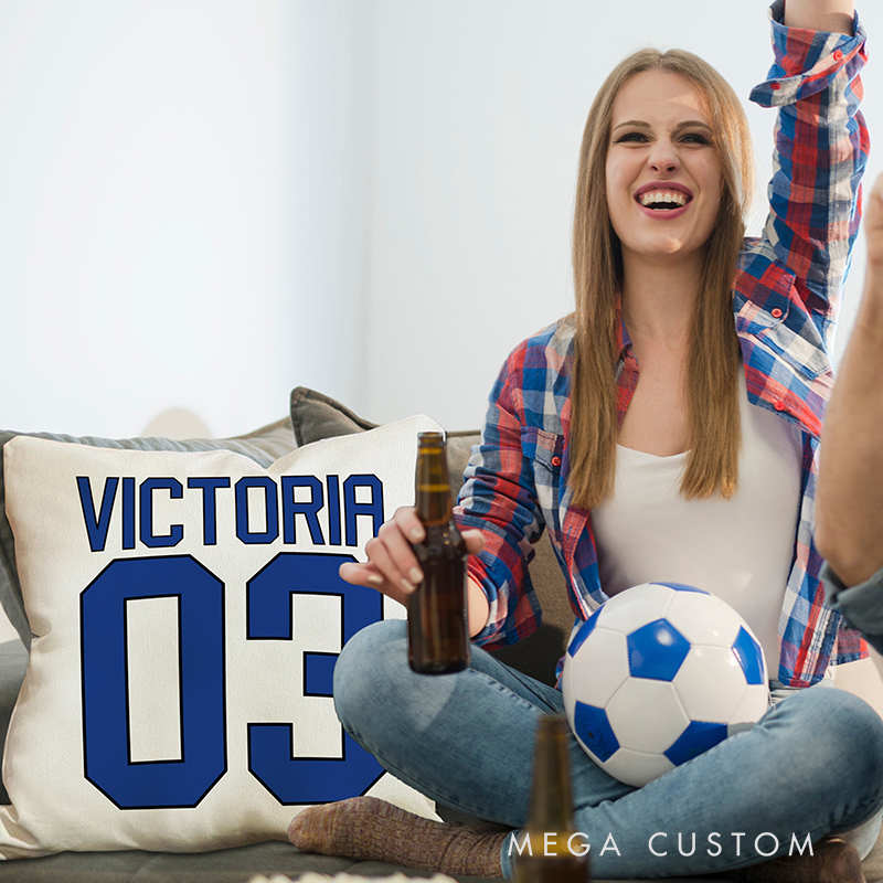 Personalized Sports-Inspired Pillow for Home Decor with Name and Number 