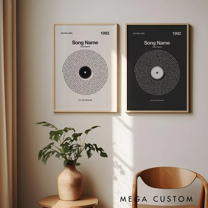 Personalized Vinyl Lyrics Print Without Frame Customizable Music Gift Typography Wall Art Personalized Music Lover Gift