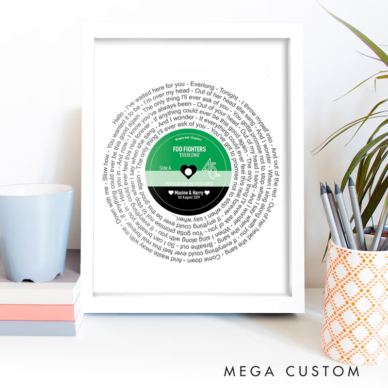 Personalized Record Print Without Frame Any Artist Any Song Music Art Song Lyrics Poster