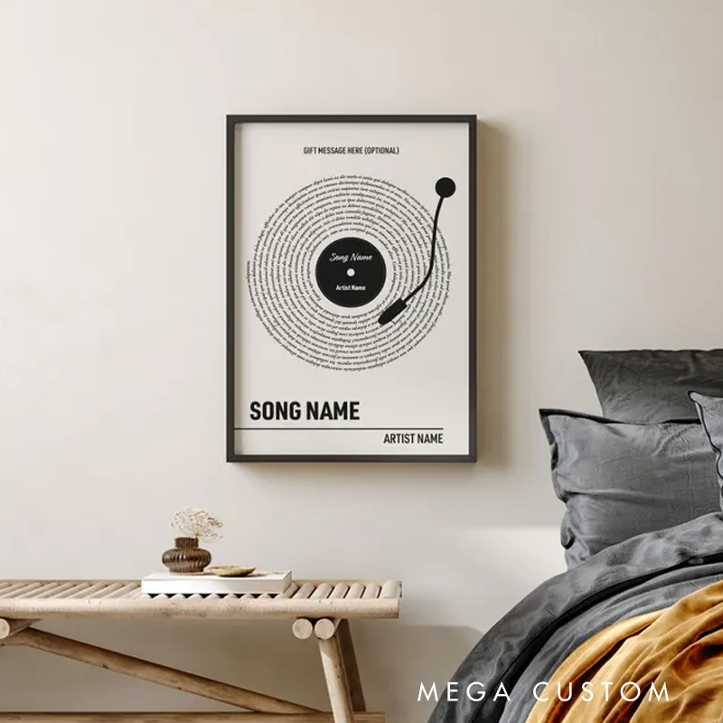 Personalized Vinyl Lyrics Print Without Frame Custom Music Poster Customizable Music Gift