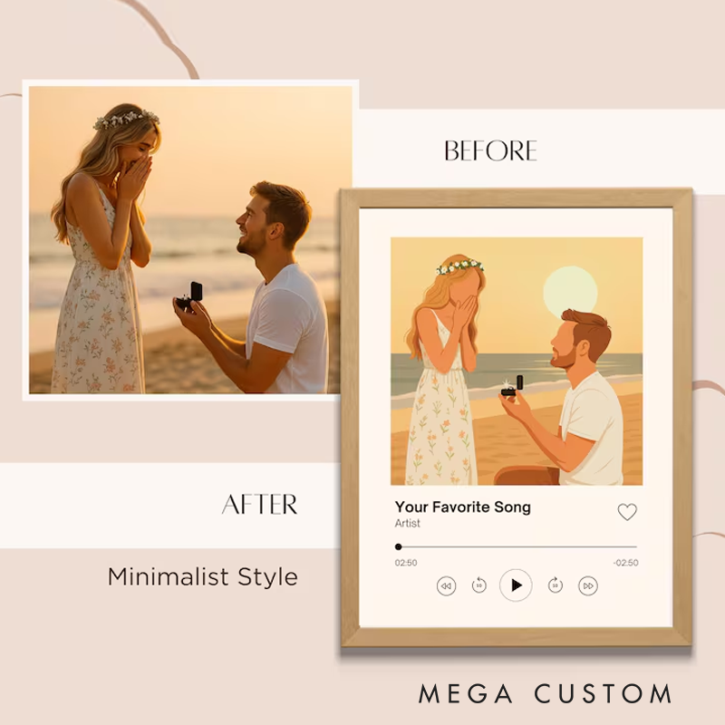 Personalized Digital Portrait from Photo Custom Music Code Poster Without Frame