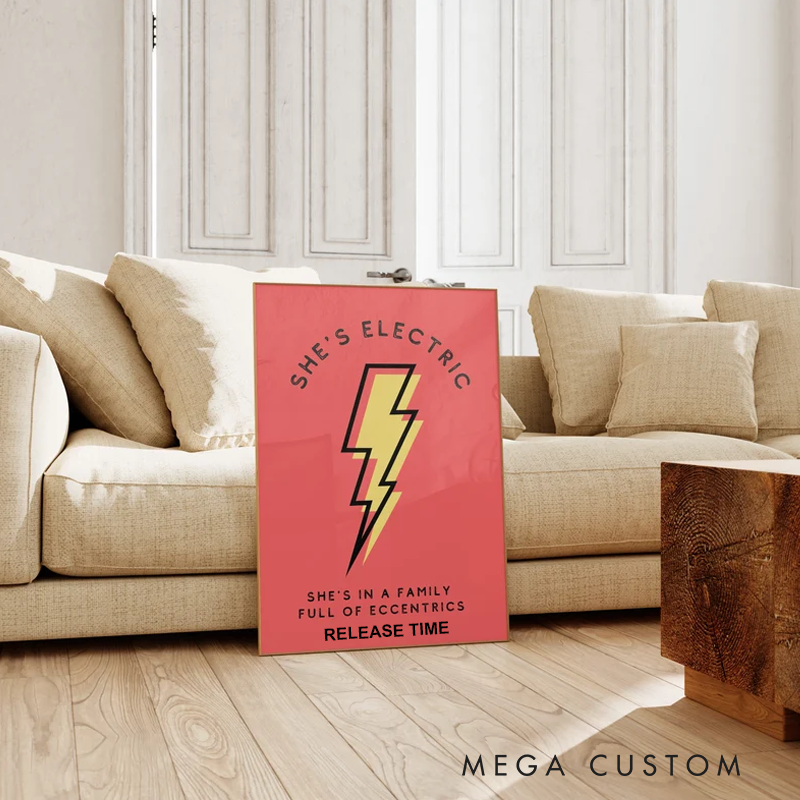 Personalized She's Electric Oasis Inspired Art Print She's Electric Music Print Rock Music Art Without Frame Music Wall Art Music Lyrics