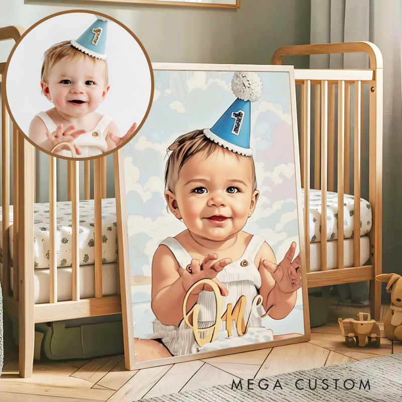 Personalized Baby Portraits Poster Using Baby Photo Custom Art Lover Gifts