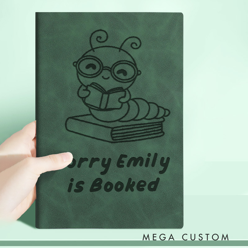 Personalized Sorry I am Booked Reading Journal Engraved Reading Planner Notebook with Name Librarian Journal for Book Lover Gift Bookish Gift