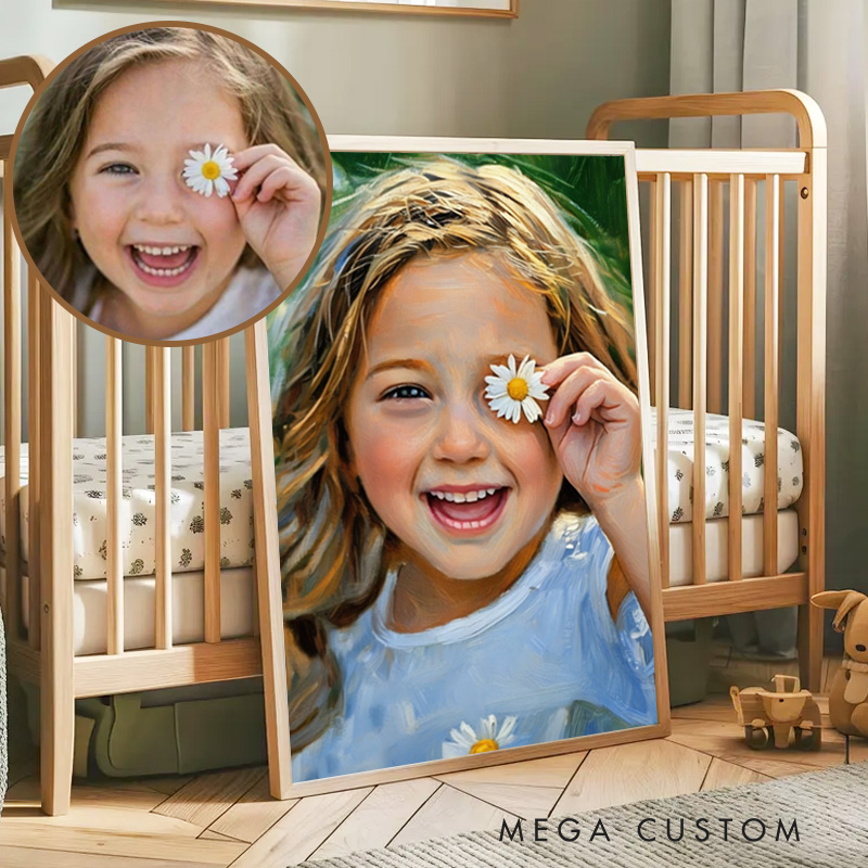 Personalized Kids Hand-Drawn Painting Poster from Photo Gift from Kids