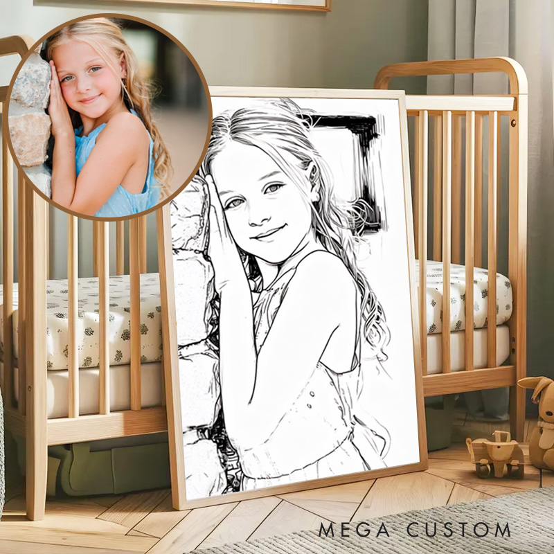 Personalized Kids Hand-Drawn Painting Poster from Photo Gift from Kid