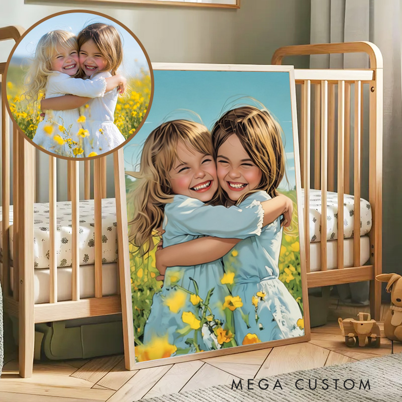 Personalized Kids Hand-Drawn Painting Poster from Photo Custom Art Lover Gift Gift from Kids 