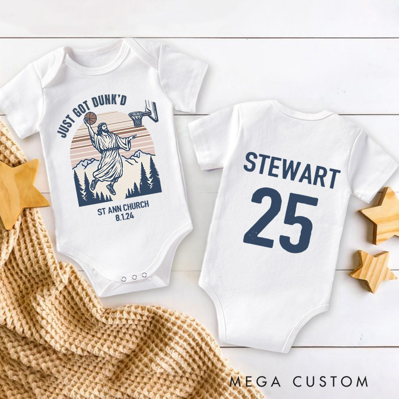Personalized Just Got Dunk'd Baptism Baby Onesie Baby Keepsake Gift