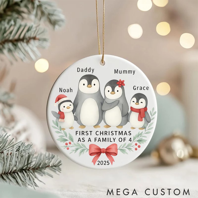 Personalized Family Christmas Ornaments Creating Cherished Memories with Our Adorable Penguin Family of Four