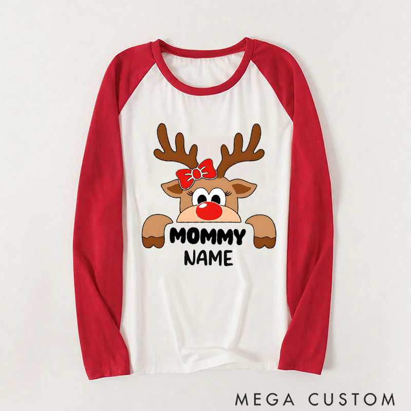 Personalized Christmas Cartoon Elk Pattern Design Family Matching Pajamas