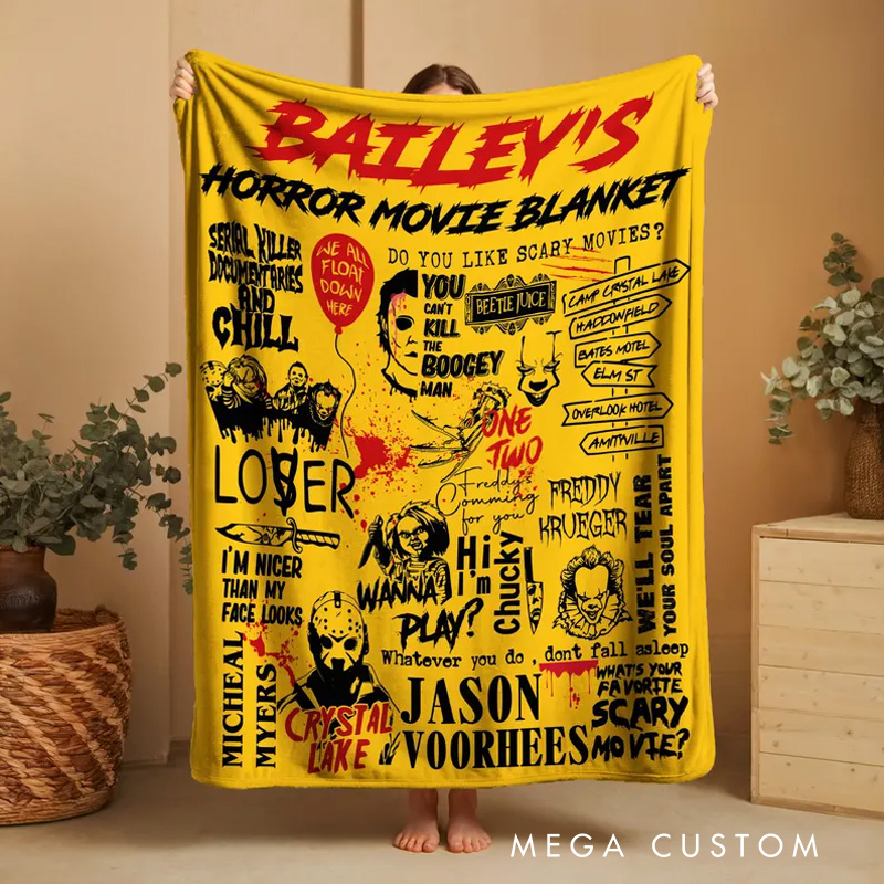 Personalized Video Tape Poster Without Frame Custom Film Lover Art Gift for film fans Wall Decor Personalized Horror Movie Blanket Halloween Flannel Blanket Movie Blanket with Name Film Fan