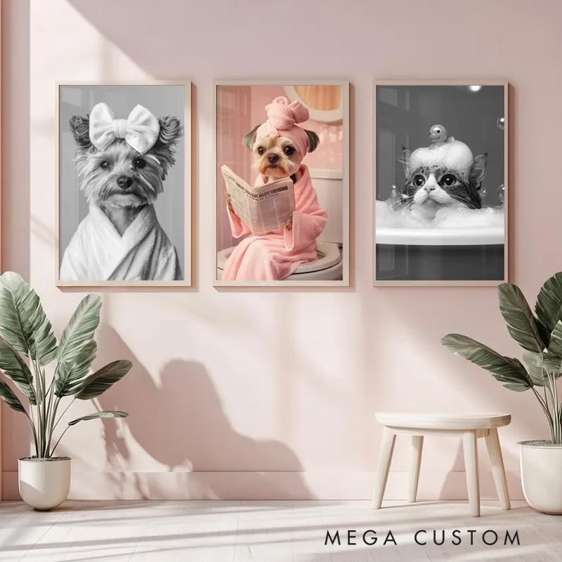 Personalized Funny Fashion Art Style Wall Art For Dog and Cat Lovers Poster Without Frame Custom Art Lover Gift Custom Pet Portrait
