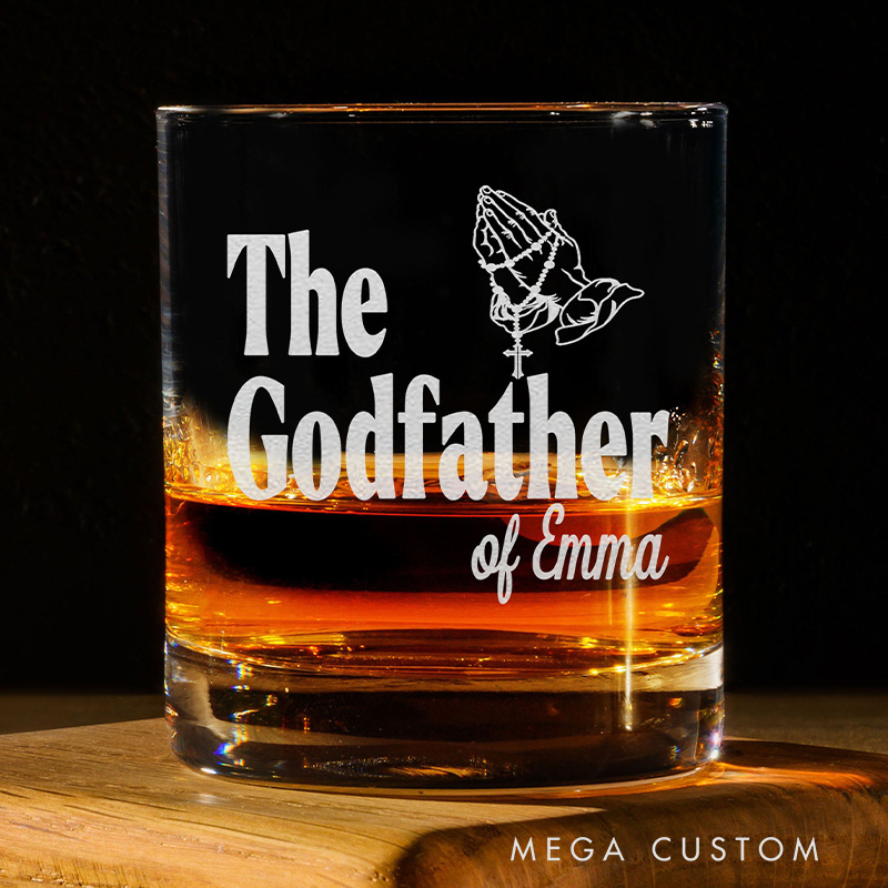 Personalized the Godfather 10.5 oz Fashioned Rock Whiskey Glass with Title and Name Godparent Gift Communion Baptism Gift Best Gift for Godfather