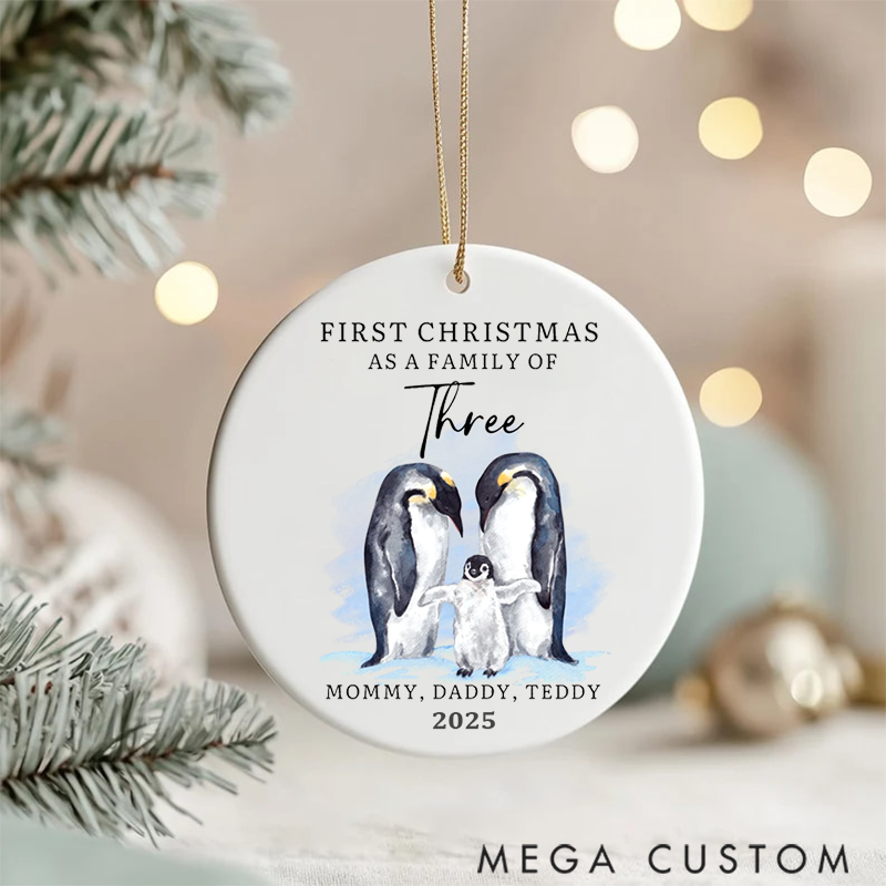 Personalized Family Christmas Ornaments Creating Cherished Memories with Our Adorable Penguin Family of Three