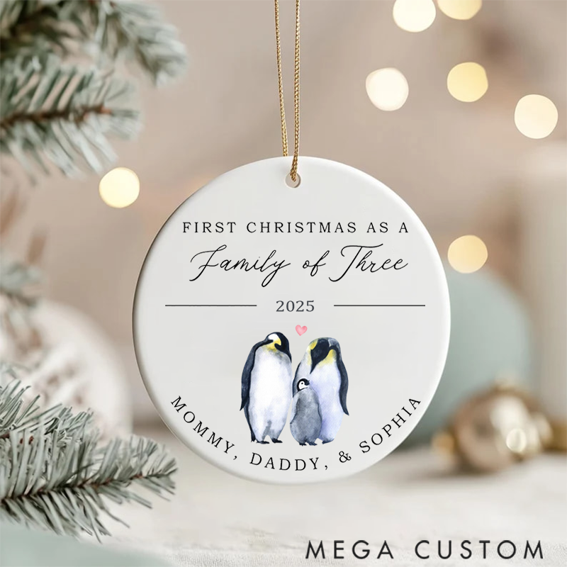 Personalized Family Christmas Ornaments Celebrating New Traditions with Our Little Penguin Family of Three