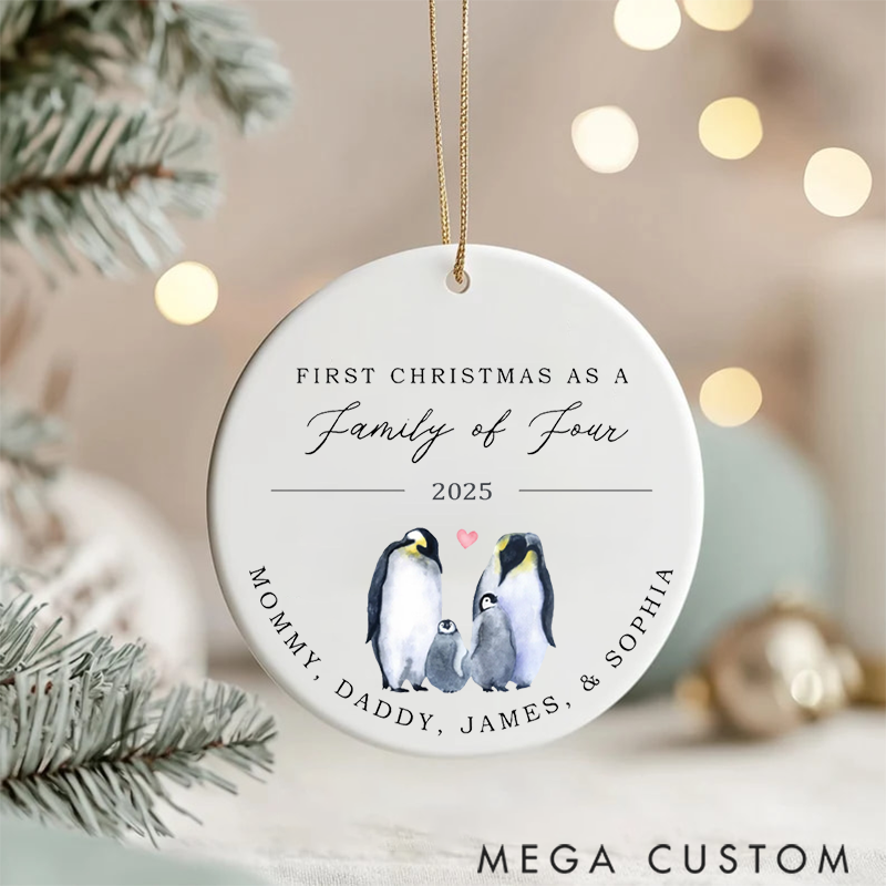 Personalized Family Christmas Ornaments Creating Cherished Memories with Our Sweet Penguin Family of Four