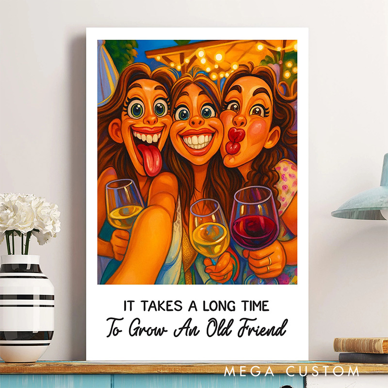Personalized Caricature Funny The BFF Print Wall Art For Friends Besties Poster Without Frame Custom Art Lover Gift Custom Portrait