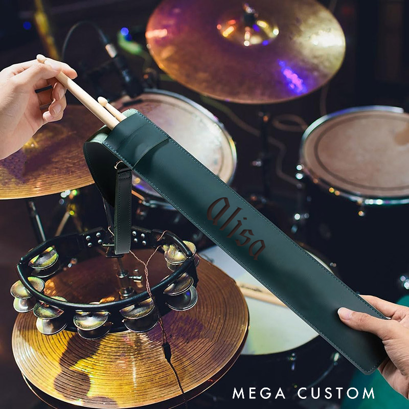 Personalized Drumstick Holder Leather Drumstick Bag Pouch Unique Drumstick Case Storage Organizer Custom Drum Stick Bag Gift for Drummer