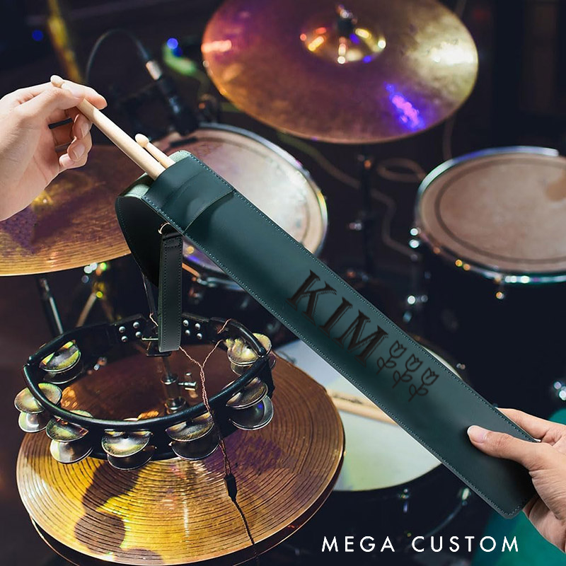 Personalized Leather Drumstick Holder Gift for Drummer and Musician Leather Drumstick Bag Custom Bag for Drumstick