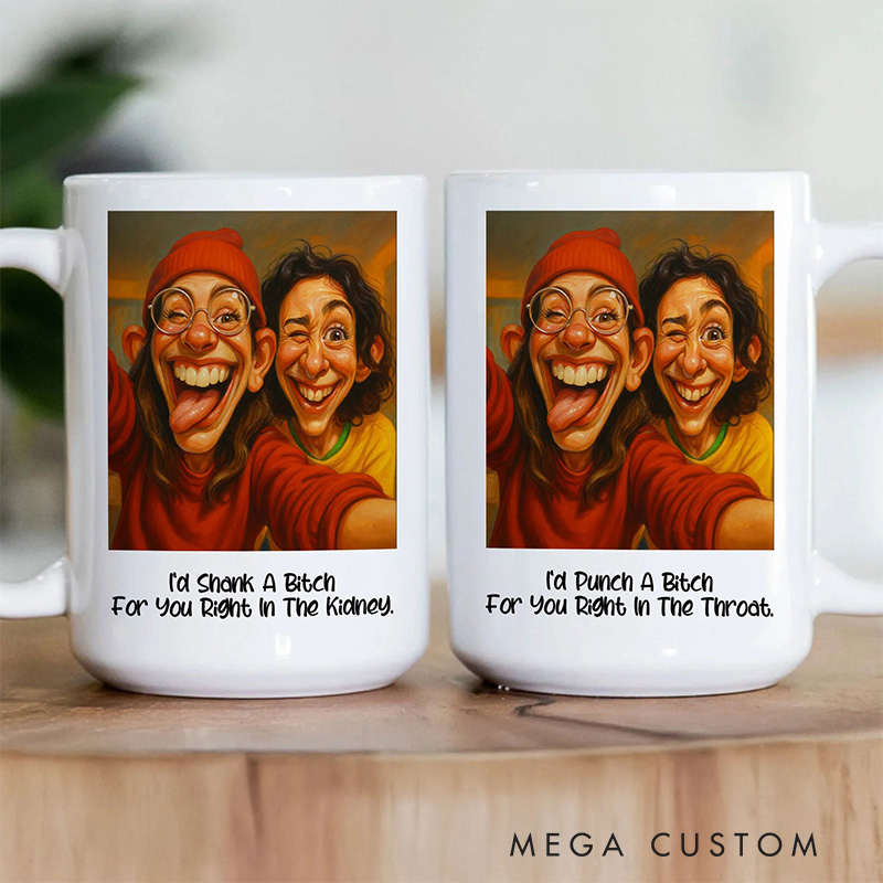 Personalized Caricature Best Friends Photo Art Mug For BFF Mug with Photo Custom Art Lover Gift Custom Portrait