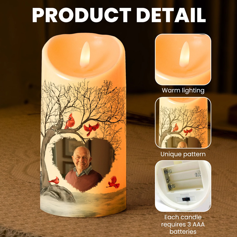 Personalized Photo LED Candle The Moment Your Heart Stopped Mine Changed Forever Custom Memory Flameless LED Candle Sympathy Gift