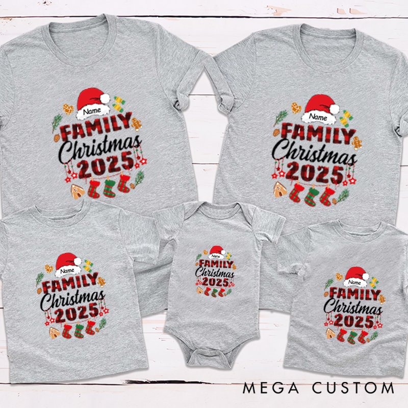 Personalized Funny Reunion Christmas Santa Theme Family Matching T-Shirts