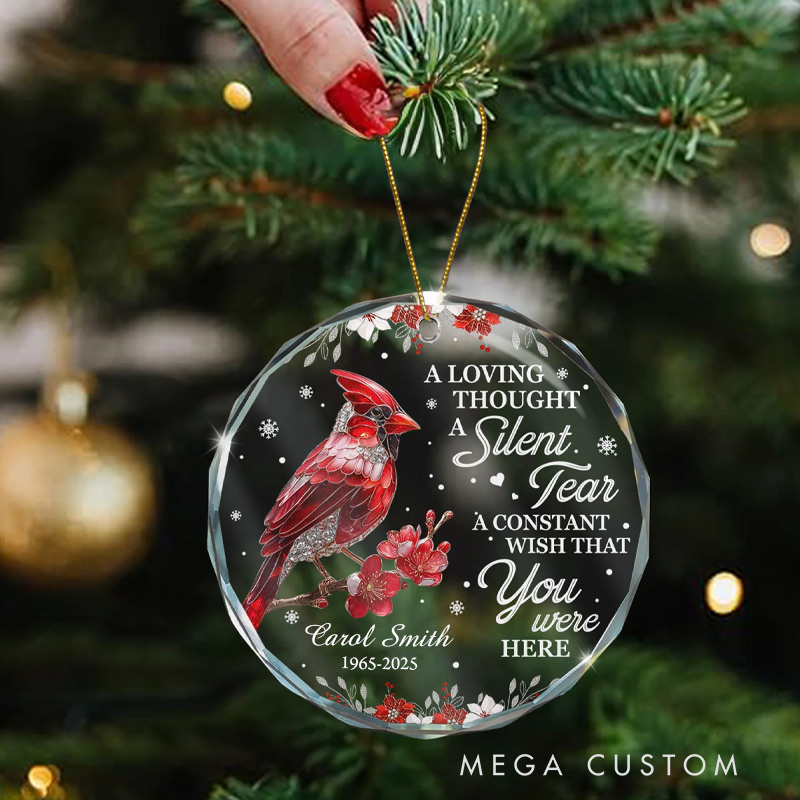 Personalized Memorial Ornament Christmas Glass Circle Ornament Sympathy Gift for Loss of Loved One