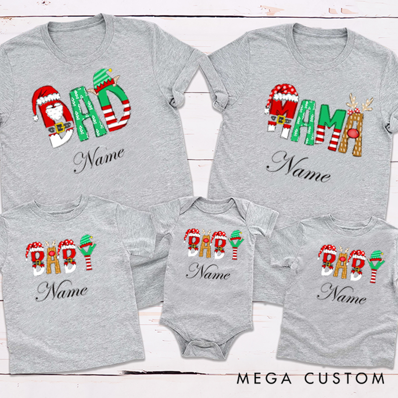Personalized Funny Reunion Christmas Unique Santa Font Family Matching T-Shirts