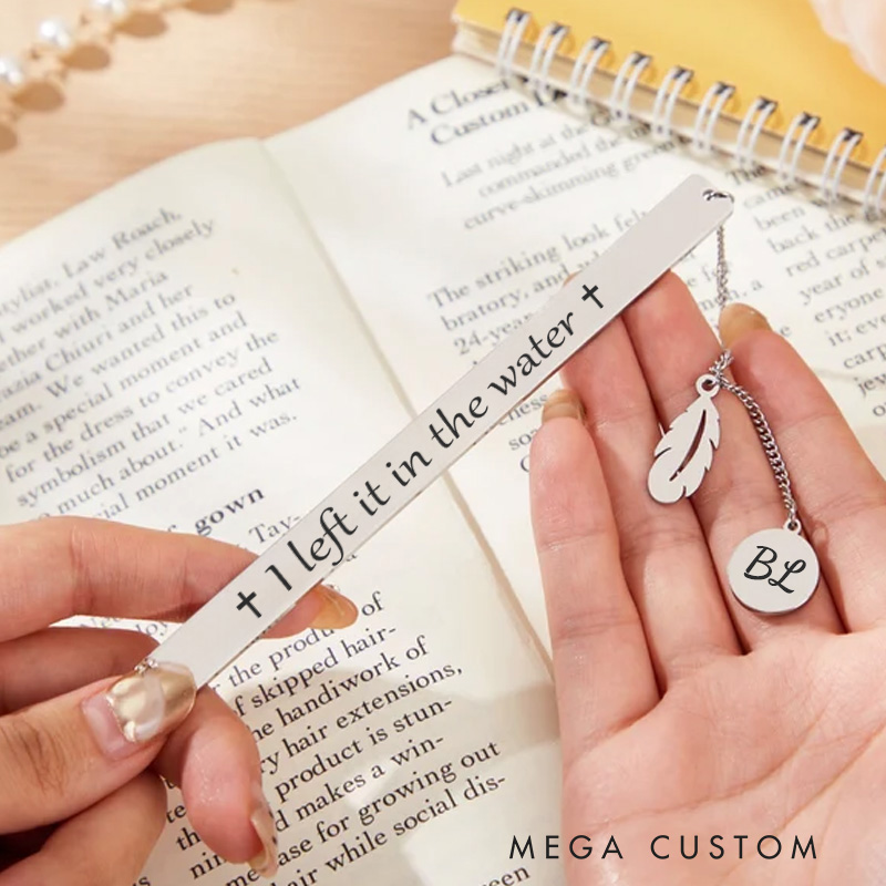 Personalized Left It in the Water Metal Bookmark for Women Men with Engraved Text and Name Christian Book Mark Religious Gift Adult Baptism Gift