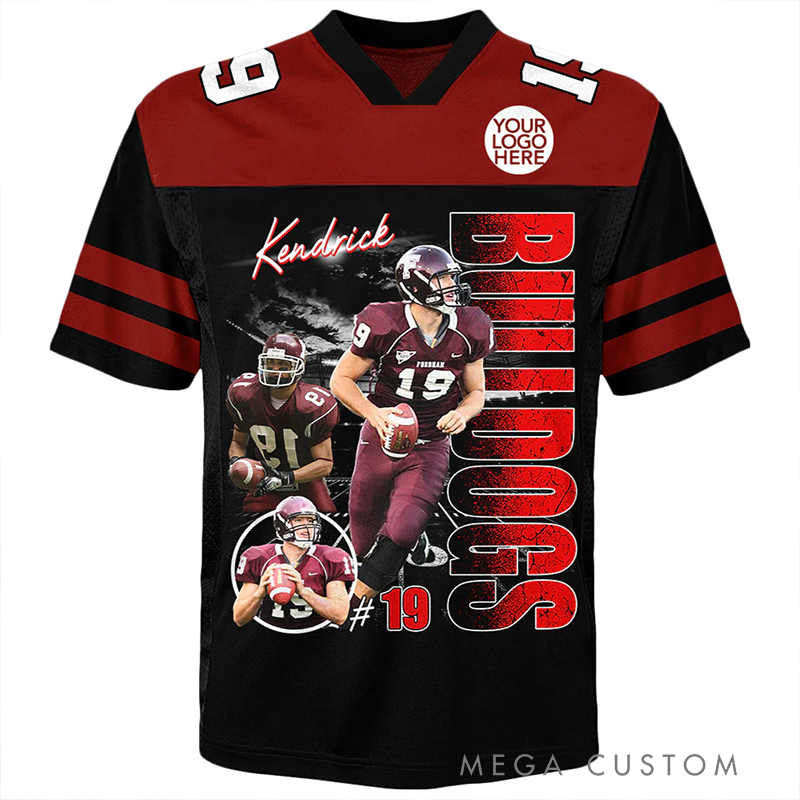 Personalized American Football Jersey Custom Design with Photo, Name, Number, and Team Style