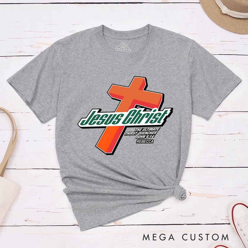 Personalized Jesus Christ Cotton T-Shirt with Name Christian Cross Unisex Classic T-Shirt Faith Shirt Gift Christian Apparel Gift for Jesus Lover