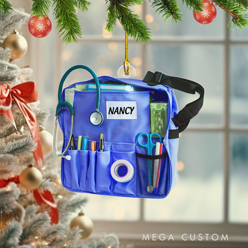 Personalized Nurse Bag Essentials Christmas Ornament Custom Name Acrylic Ornament Christmas Gift for Nurse