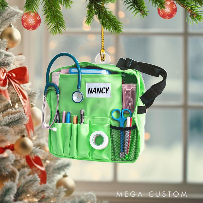 Personalized Nurse Bag Essentials Christmas Ornament Custom Name Acrylic Ornament Christmas Gift for Nurse