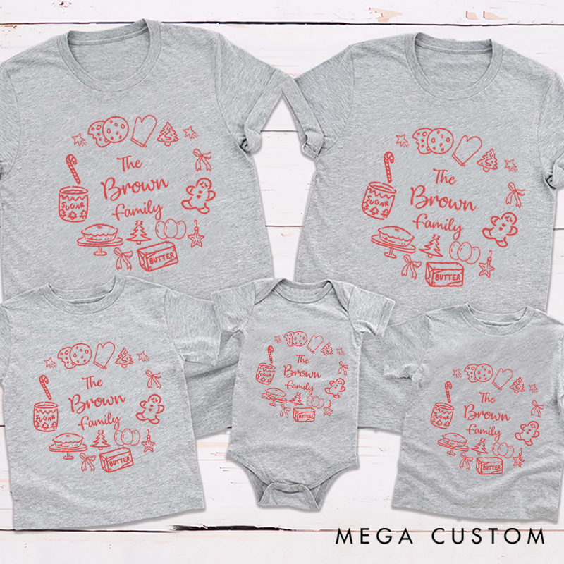 Personalized Family Christmas Baking Matching Outfits for Cozy Moments with Family