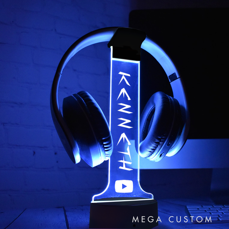 Personalized Headphone Stand Custom Game Light Sign Headset Holder Custom Headset Stand Gift for Geek Gamers and Streamers