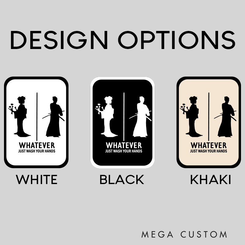 Personalized Japanese Geisha and Samurai 3D Printed Bathroom Sign Funny Acrylic Room Sign for Movie Lovers