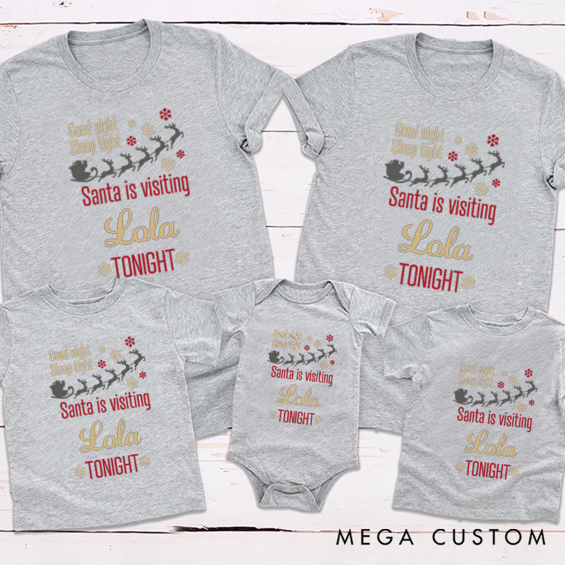 Personalized Christmas Gift Santa's Visit Anticipation Family Matching T-Shirts