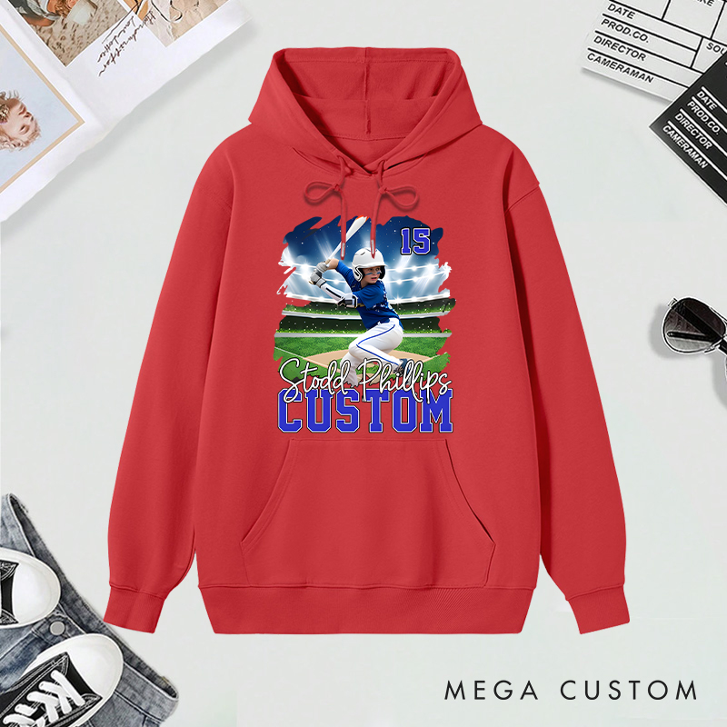 Personalized Baseball Hoodies with Custom Player Photo and Name  