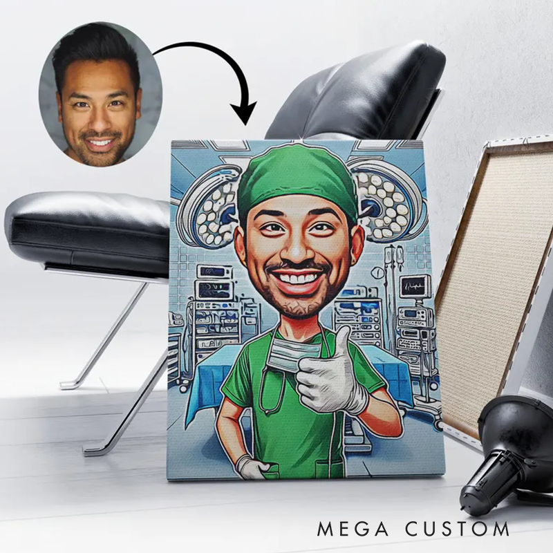 Personalized Medical Caricature or Cartoon From Photo Custom Anesthesiologist Portrait 