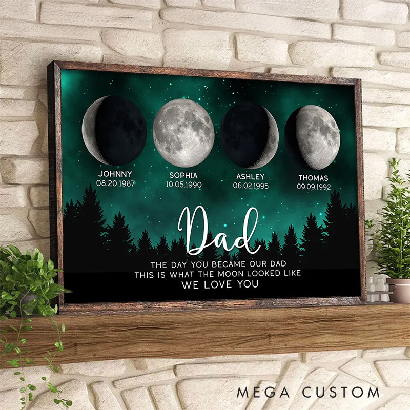 Personalized This Is What The Moon Looked Like Wall Art For Dad Grandpa Poster Without Frame Custom Birth Moon Art Lover Gift