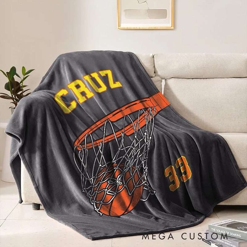 Personalized Basketball Blanket with Custom Name and Number