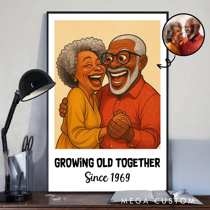 Personalized Caricature Couple Portrait Wall Art For Couples Anniversary Poster Without Frame Custom Art Lover Gift Custom Portrait