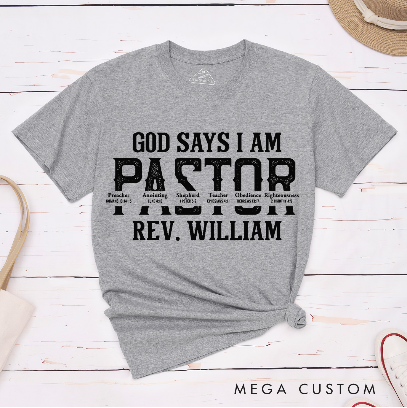 Personalized God Says i am Pastor Classic T-Shirt with Name Unisex T-Shirt Religious Gift for Pastor