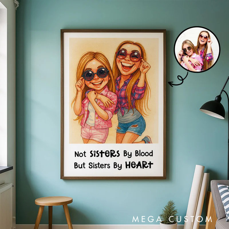 Personalized Caricature Friends Portrait Wall Art For Bestie Partner Poster Without Frame Custom Art Lover Gift Custom Portrait