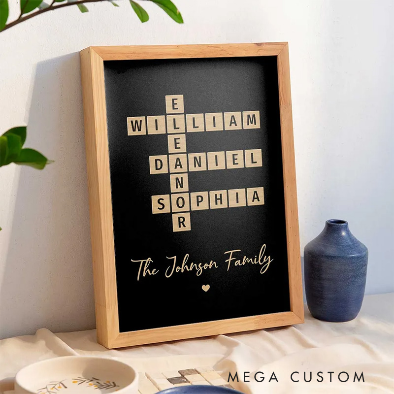 Personalized Family Crossword Art Puzzle Wall Art Poster Without Frame Custom Home Decor Art Lover Gift