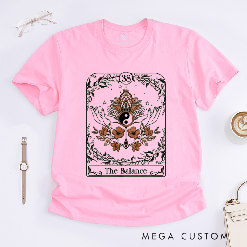 Personalized The Balance Custom Tarot Card Classic T-Shirt Retro T-Shirt Mystical Witch Meliora Tarot T-Shirt Ying Yang Yoga Tee