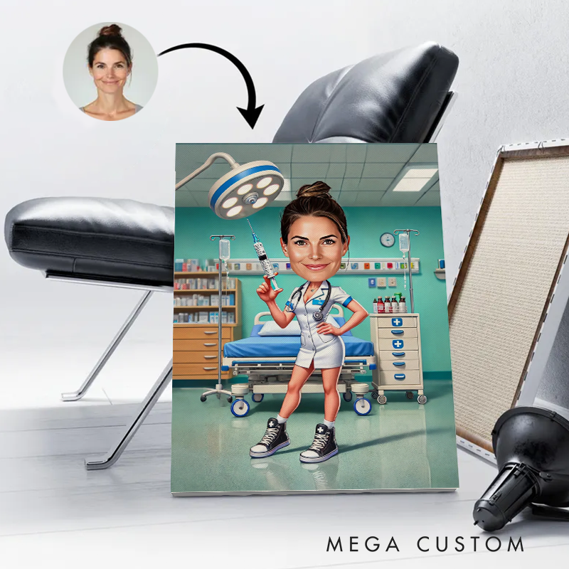 Personalized Cartoon Nurse Portrait From Photo Custom Nurse Gifts
