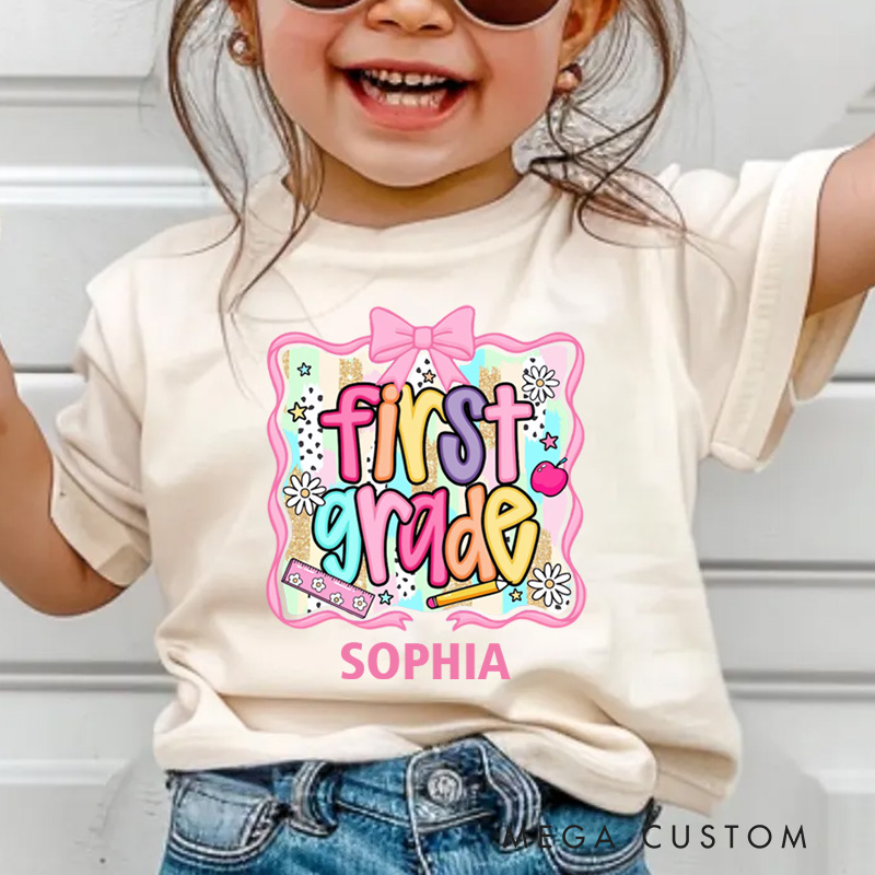 Personalized Preppy Back to School Kids Shirt Custom Name Shirt for Kids Cute Kindergarten Shirt First Day of School Shirt