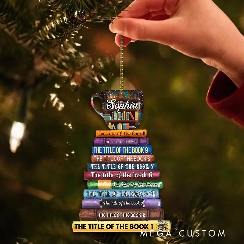 Personalized Book Tree Name Christmas Ornament Custom Bookish Ornament Book Club Ornament for Book Lover Gift Librarian Gift